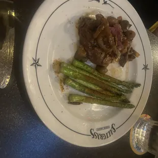 6oz smothered filet and asparagus.