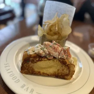 Cold Lobster roll with homemade potato chips