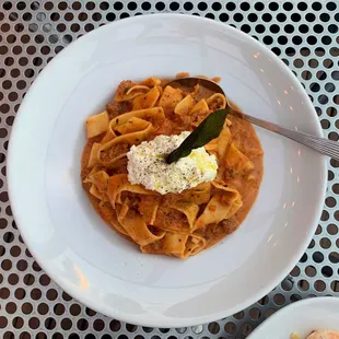 Veal Bolognese Pappardelle with ricotta &amp; fried sage