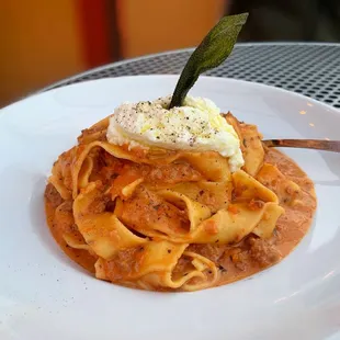 Veal Bolognese Pappardelle with ricotta &amp; fried sage