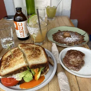 B.L.A.T. (SOURDOUGH. BACON. LETTUCE. AVOCADO. TOMATO) + Egg, Oatmeal Griddle Cake &amp; Side of Sausage