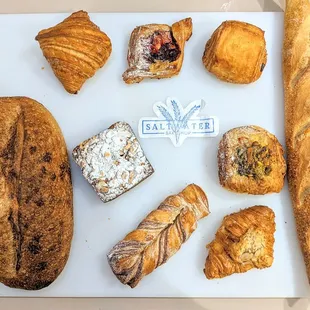 Assorted Pastries + loaf + baguette