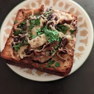 Mushroom toast, reheated