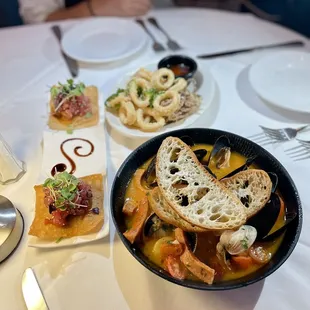 Tuna Tartare, Calamari, Clams &amp; Mussels