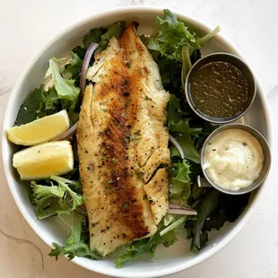 Grilled Fish and Salad