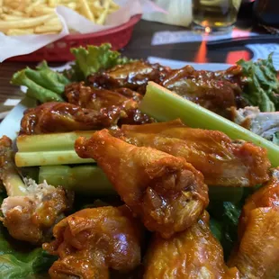 BBQ and Buffalo wings and fried