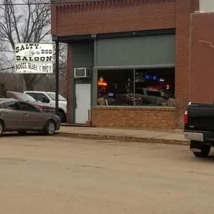 Booze, blues, BBQ. The salty dawg saloon...