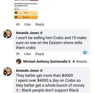 Racists posts Amanda Jones, owner.