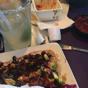 What's left of the fish tacos, (had a little spice to it) yummy, but didn't have the rice and the black beans.