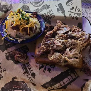 Pulled pork and loaded potatoes