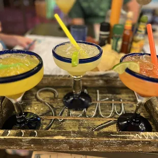Margarita flight (mango, classic, and strawberry)