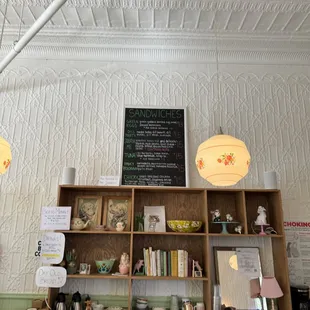 the counter and shelves