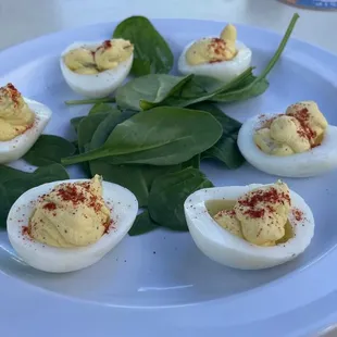 Deviled eggs. Cajun style. Made well with a little kick