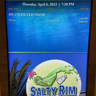 a sign for salty rim bar and grill