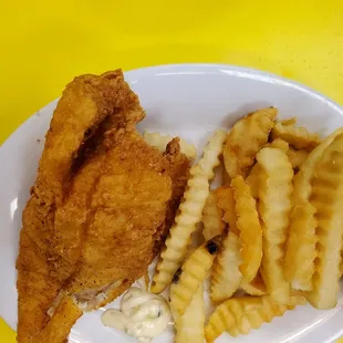 Kids meal with flounder and French fries