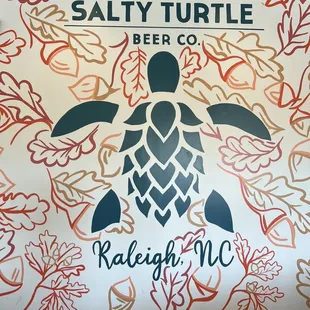 a sign for salty turtle beer co