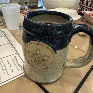 a coffee mug on a table