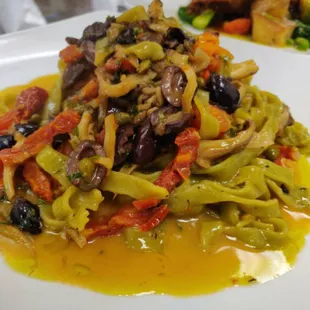 Homemade spinach fettucini