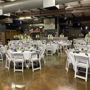 Inside set up for 100 guests