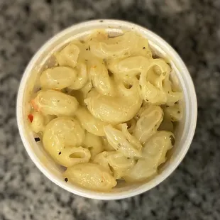 Spicy Mac and Cheese...Good, creamy nice hit of spice at the back of the throat needs a bit of salt