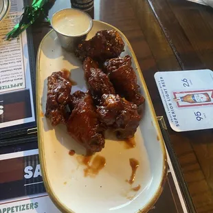 Perfectly cooked BBQ wings.