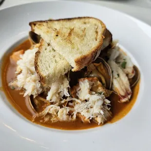 Seafood Cioppino with added Dungeness Crab