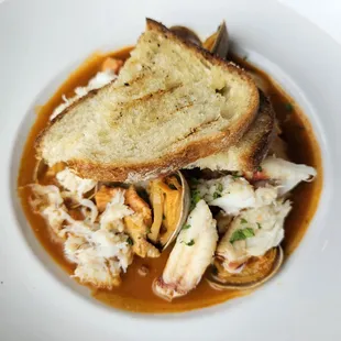 Seafood Cioppino with added Dungeness Crab