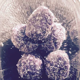 Ube balls rolled in coconut-from the Chinatown night market &amp; moon festival 2015