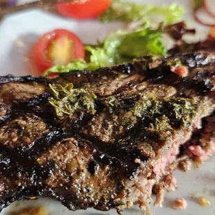 NY steak strip mostly all gone, that's how great it was