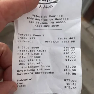 Come on with the club soda. No one in town charges for refills on club soda . 15 bucks, really? Kinda greedy.