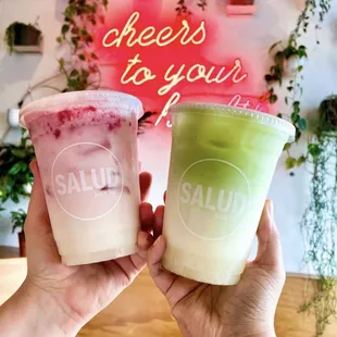 Salud Strawberry Cream Soda and Matcha Cream Soda!