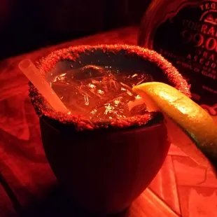 a close up of a drink in a bowl