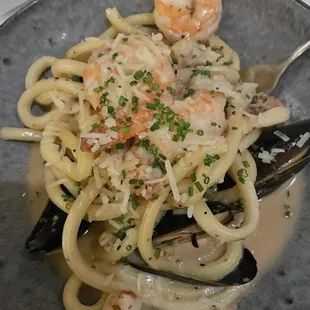 Home Made Bucatini ai Frutti di Mare so yummy!