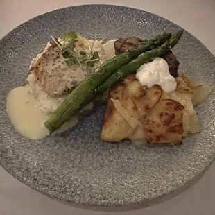 Pan Seared Halibut and Grilled Beef Tenderloin