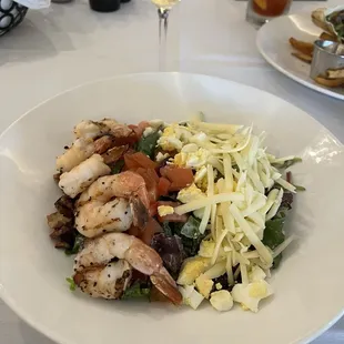 Shrimp Cobb salad. I was surprised that the shrimp was warm. I expected cold.