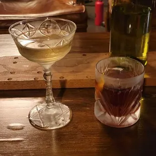 Gin martini and dark chocolate old fashioned