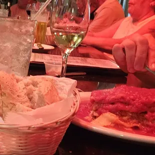 Lasagna and fresh baked bread