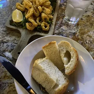 Calamari and yummy bread