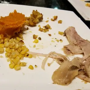 Some of the awful meat slices and small portions(this was after a few bites, we were starving)