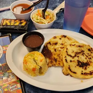 a plate of food and a dvd