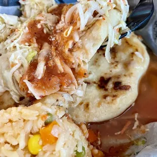 Mmm...2 Pupusas Combo! (pork/bean/cheese)