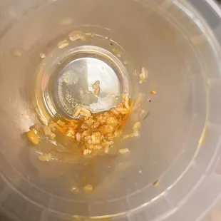 Look at all this oil at the bottom of my 32 oz  rice bowl