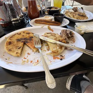 Pupusas!  I had asado, the combination one and zucchini flower.