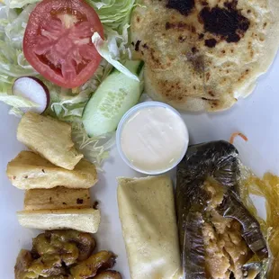 Pork, Cheese Y Beans Tipico Plate