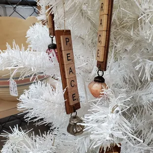 I like the Scrabble ornaments