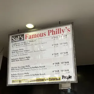 Philly Menu