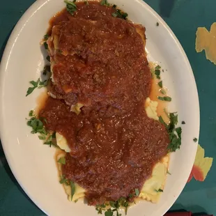 Lasagna and ravioli