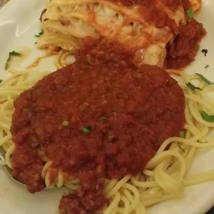 Half lasagna half sphagetti
