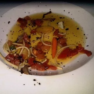 Spaghetti primavera at the end. Too oily!