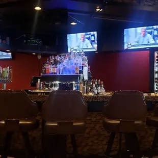 a bar with a lot of seating